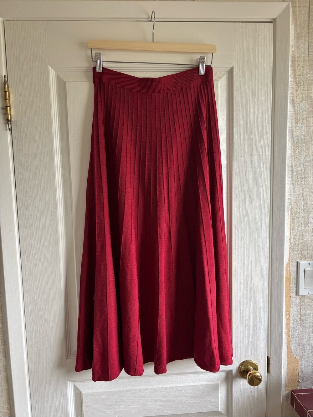 KOTN Burgundy Pleated Maxi Skirt